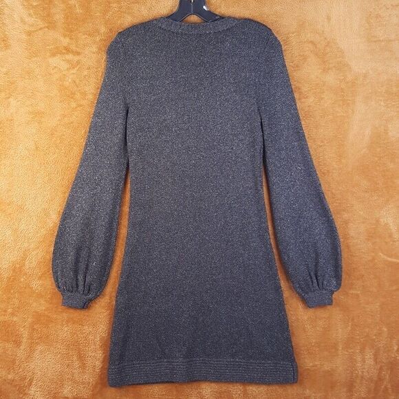 REBECCA TAYLOR Womens Sweater Dress Size 8 Gray A-Line Pullover Metallic Knit - Picture 5 of 9